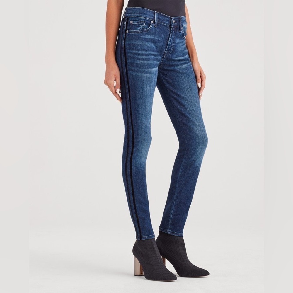 7 For All Mankind Side Stripe Ankle Skinny B(air) Authentic Chance Jeans
